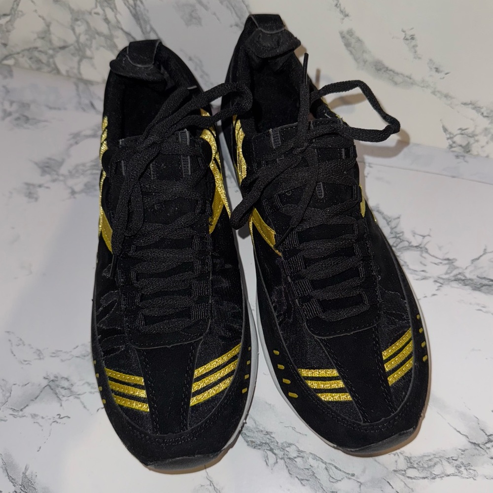 Avon Black and Gold Sneaker Espadrilles - Picture 3 of 9
